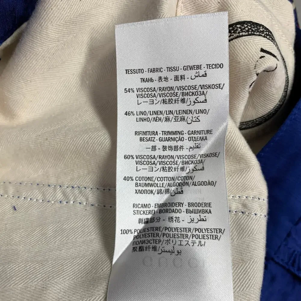 GUCCI 2019 Size 32 Blue Red Stripe Viscose Linen Joggers Casual Pants